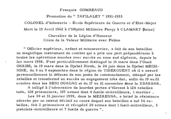 Colonel d infinterie francois combeau